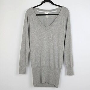 Talula Women's V Neck Soft Viscose Cashmere Knit Blend Long Sweater Grey Size M
